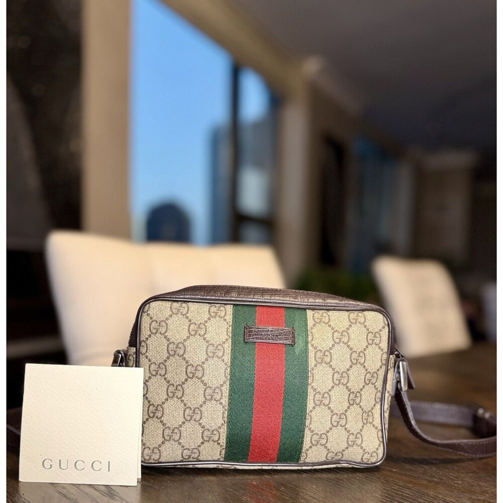Authentic Gucci Monogram Web Crossbody Canvas and leather Unisex
